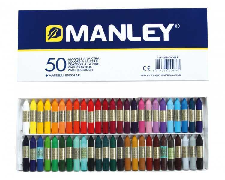 Lapices cera manley caja de 50 colores surtidos