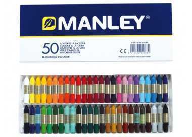 Lapices cera manley caja de 50 colores surtidos