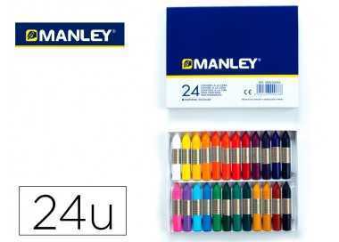 Lapices cera manley caja de 24 colores surtidos