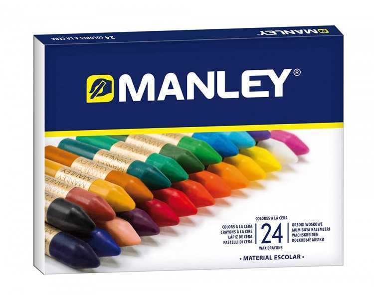Lapices cera manley caja de 24 colores surtidos