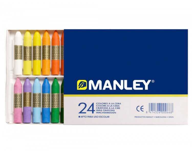Lapices cera manley caja de 24 colores surtidos