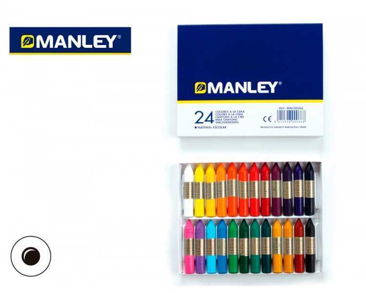 Lapices cera manley caja de 24 colores surtidos