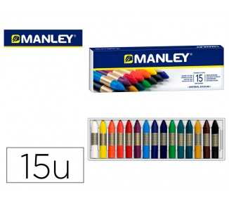 Lapices cera manley caja de 15 colores surtidos