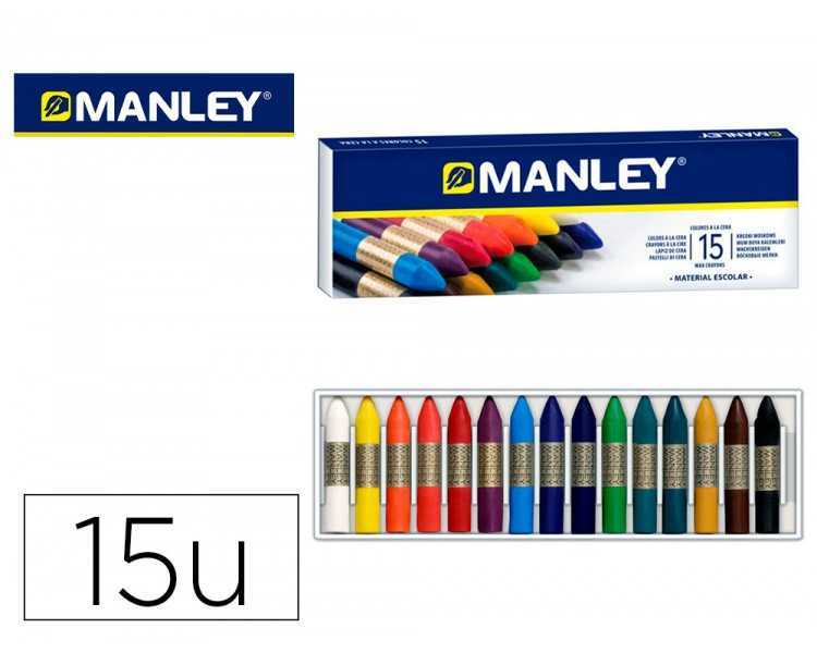 Lapices cera manley caja de 15 colores surtidos
