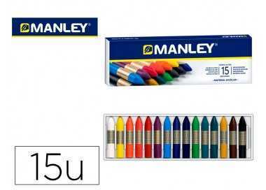 Lapices cera manley caja de 15 colores surtidos