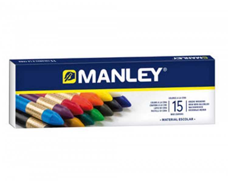 Lapices cera manley caja de 15 colores surtidos