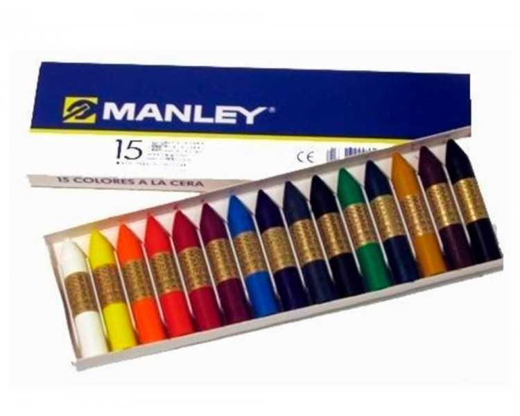 Lapices cera manley caja de 15 colores surtidos