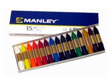 Lapices cera manley caja de 15 colores surtidos