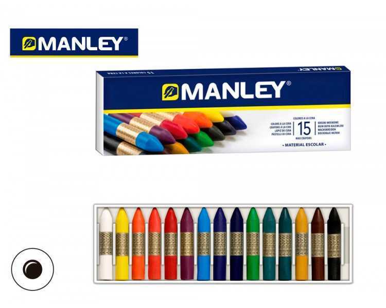 Lapices cera manley caja de 15 colores surtidos