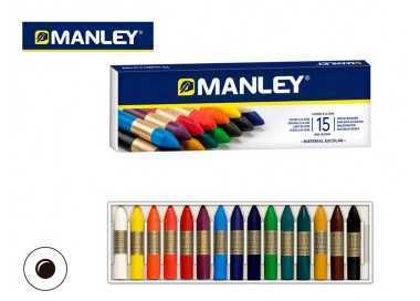 Lapices cera manley caja de 15 colores surtidos