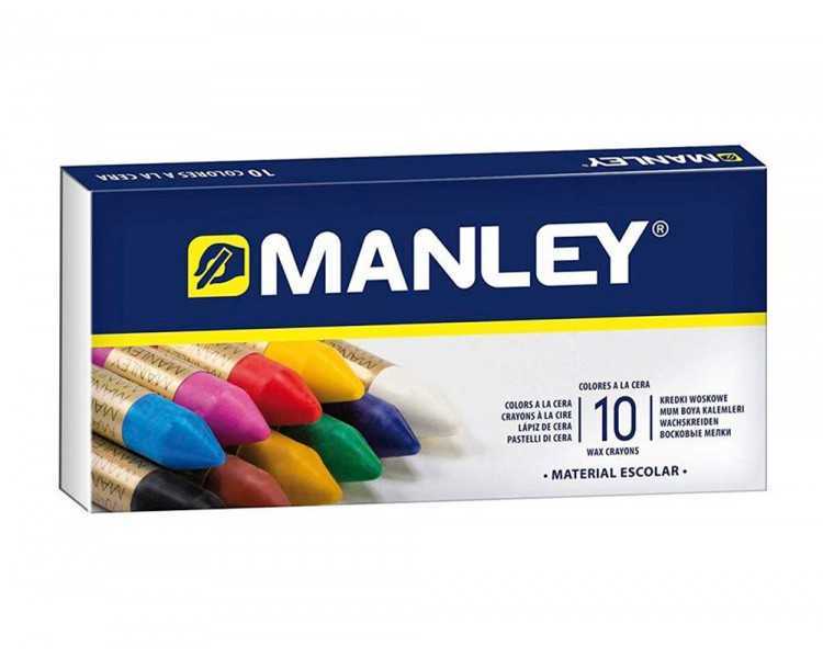 Lapices cera manley caja de 10 colores surtidos