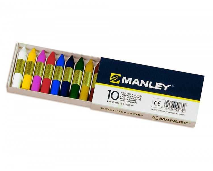 Lapices cera manley caja de 10 colores surtidos