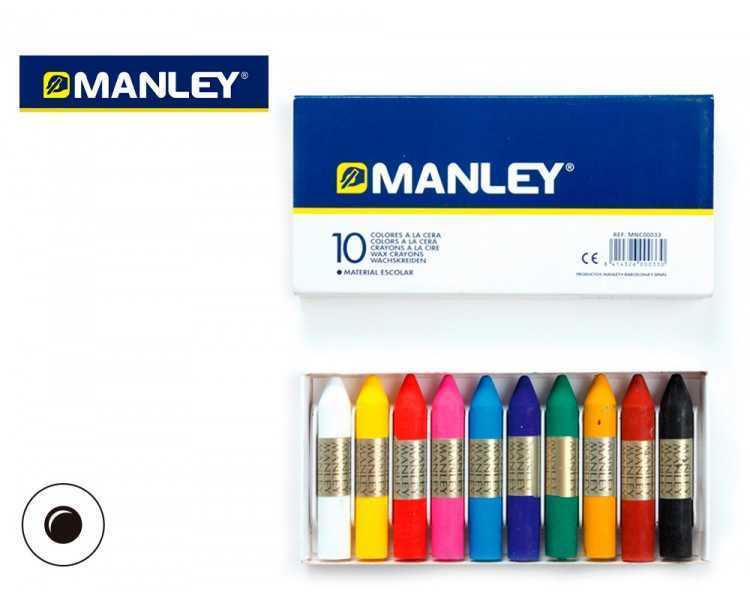 Lapices cera manley caja de 10 colores surtidos