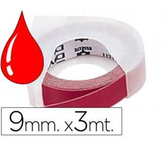 Cinta dymo 3d 9mm x 3 mt roja tradicional