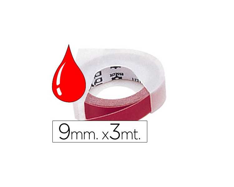 Cinta dymo 3d 9mm x 3 mt roja tradicional