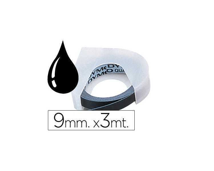 Cinta dymo 3d 9 mm x 3 mt negra tradicional