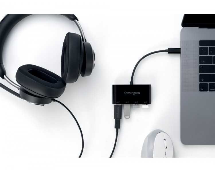 Hub kensington ch1200 usb-c de 10gbps cargador y 4 puertos usb-a 3.2