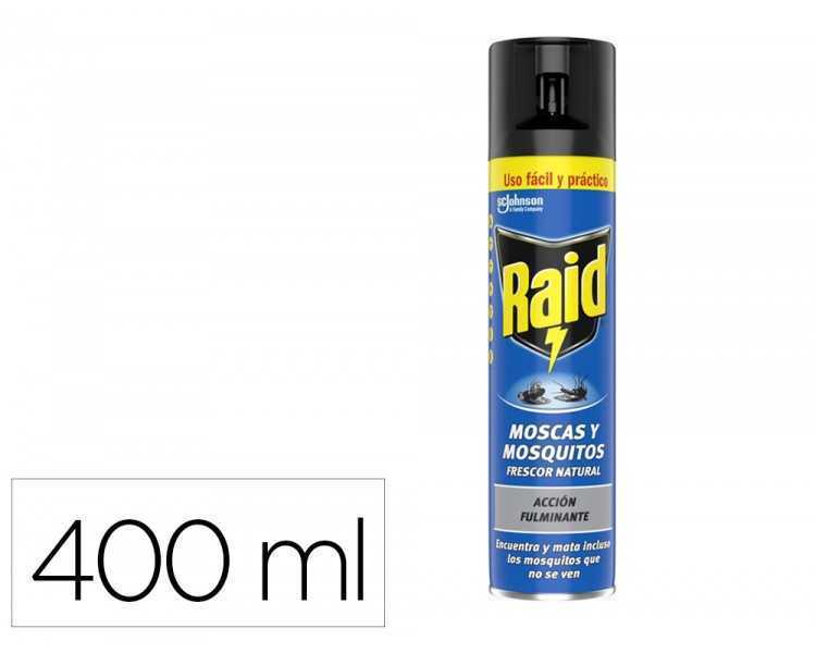 Insecticida raid spray moscas y mosquitos frescor natural bote de 400 ml