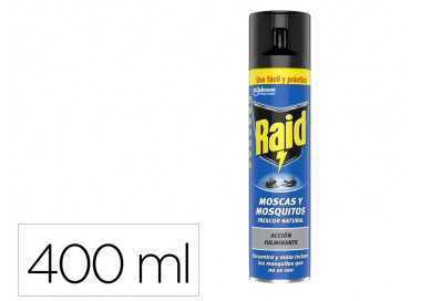 Insecticida raid spray moscas y mosquitos frescor natural bote de 400 ml