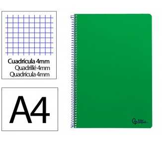 Cuaderno espiral liderpapel folio smart tapa blanda 80h 60gr cuadro 4mm con margen color verde