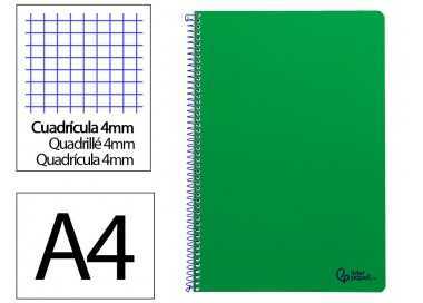 Cuaderno espiral liderpapel folio smart tapa blanda 80h 60gr cuadro 4mm con margen color verde