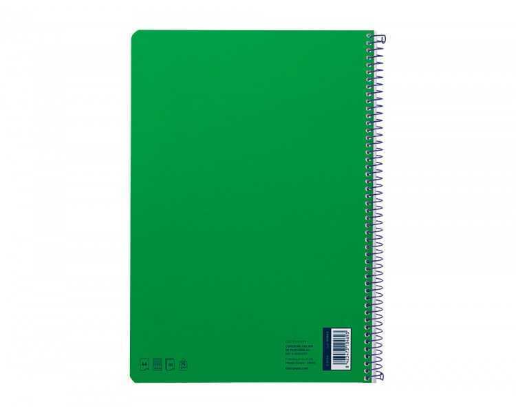 Cuaderno espiral liderpapel folio smart tapa blanda 80h 60gr cuadro 4mm con margen color verde
