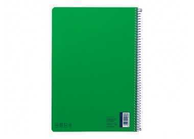 Cuaderno espiral liderpapel folio smart tapa blanda 80h 60gr cuadro 4mm con margen color verde