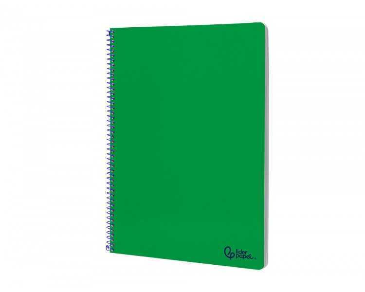 Cuaderno espiral liderpapel folio smart tapa blanda 80h 60gr cuadro 4mm con margen color verde