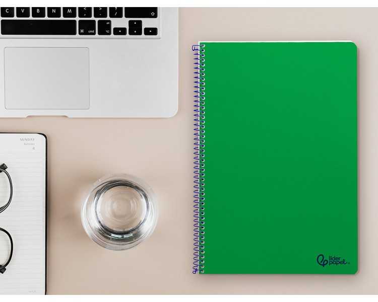 Cuaderno espiral liderpapel folio smart tapa blanda 80h 60gr cuadro 4mm con margen color verde