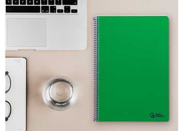 Cuaderno espiral liderpapel folio smart tapa blanda 80h 60gr cuadro 4mm con margen color verde