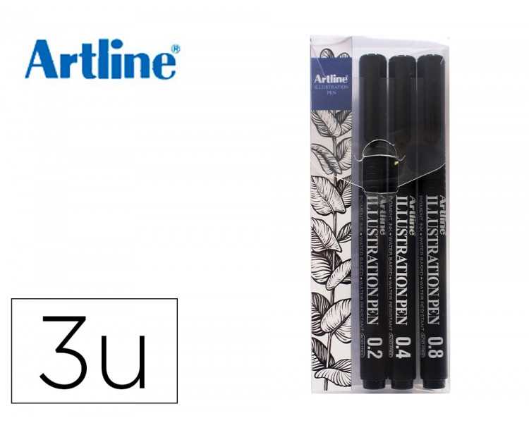 Rotulador artline calibrado micrometrico negro illustration pen billetera ek-280w3iln resistente al