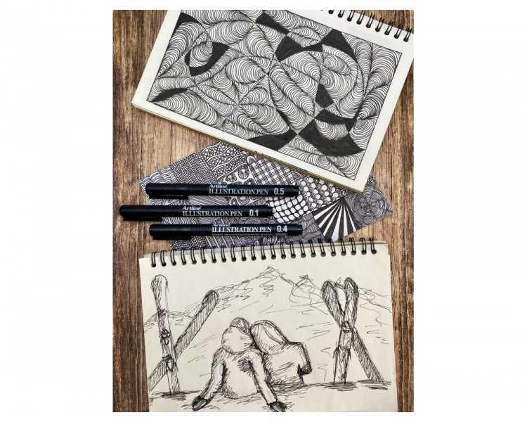 Rotulador artline calibrado micrometrico negro illustration pen billetera ek-280w3iln resistente al