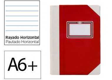 Libro cartone cosido fernandes flecha din a6+ rayado horizontal 50 hojas 100 gr rojo