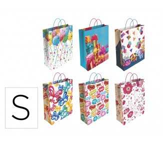 Bolsa para regalo basika papel estucado 160 gr todo año con asa retorcida tamaño s 24+10x32 cm