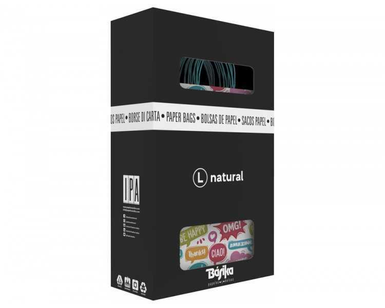 Bolsa para regalo basika papel estucado 160 gr todo año con asa retorcida tamaño s 24+10x32 cm