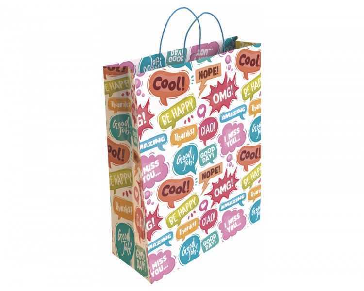 Bolsa para regalo basika papel estucado 160 gr todo año con asa retorcida tamaño s 24+10x32 cm