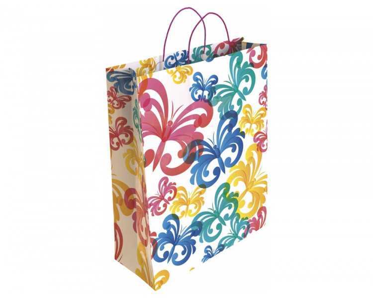 Bolsa para regalo basika papel estucado 160 gr todo año con asa retorcida tamaño s 24+10x32 cm