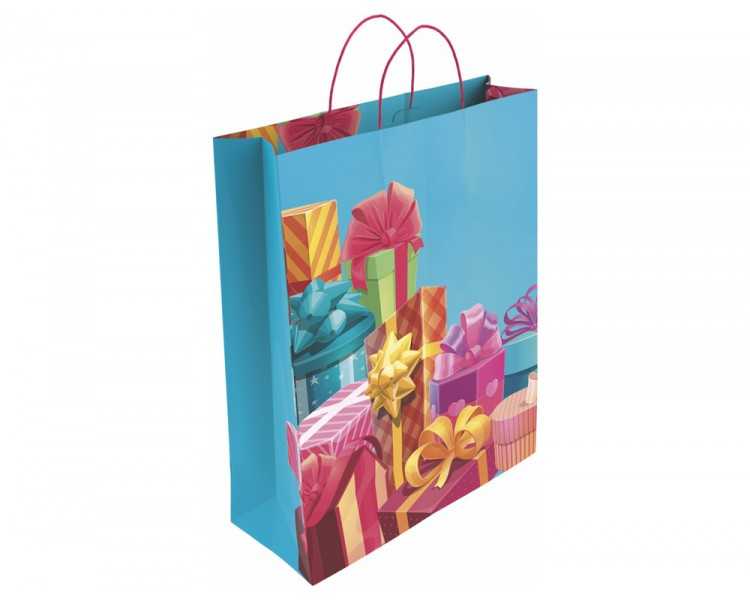 Bolsa para regalo basika papel estucado 160 gr todo año con asa retorcida tamaño s 24+10x32 cm