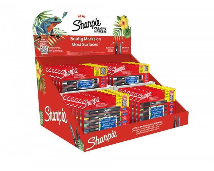 Rotulador sharpie acrylic punta redonda / pincel expositor de 24 unidades colores surtidos