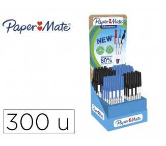 Boligrafo paper mate kilometrico punta 1 mm plastico reciclado 80% expositor de 300 unidades