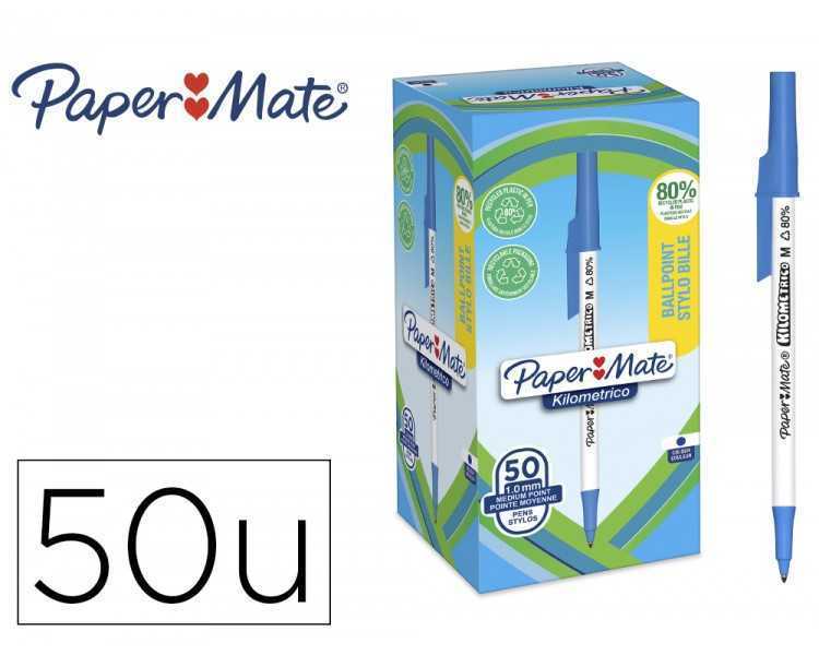 Boligrafo paper mate kilometrico punta 1 mm plastico reciclado 80% color azul