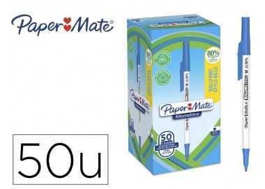 Boligrafo paper mate kilometrico punta 1 mm plastico reciclado 80% color azul