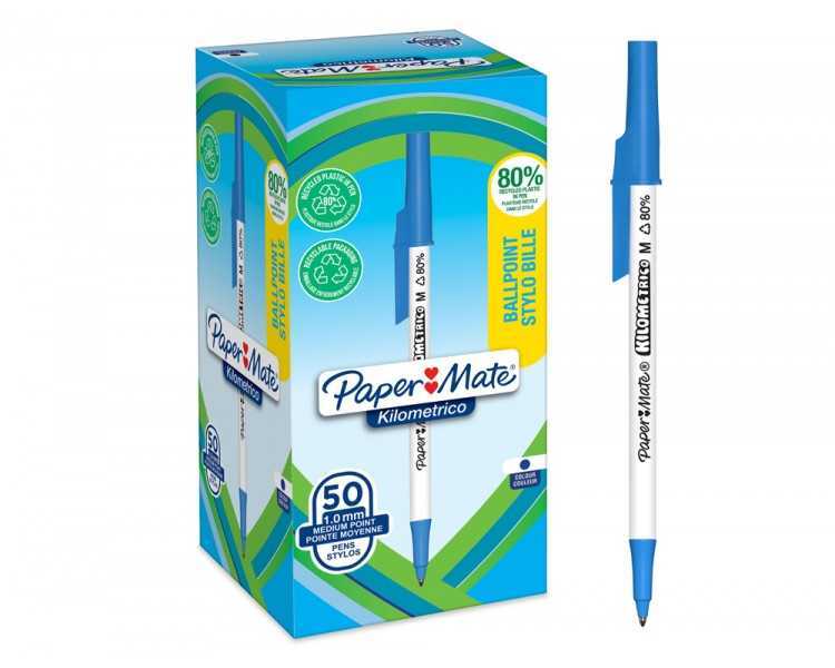 Boligrafo paper mate kilometrico punta 1 mm plastico reciclado 80% color azul