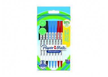Boligrafo paper mate kilometrico punta 1 mm plastico reciclado 80% blister de 3 negros / 3 Boligrafo paper mate kilometrico punta 1 mm plastico reciclado 80% blister de 3 negros / 3