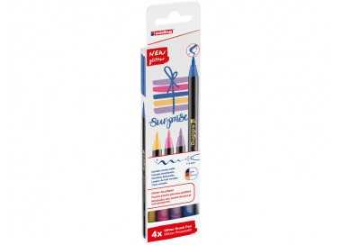 Rotulador edding punta pincel 1340 purpurina caja de 4 unidades colores surtidos