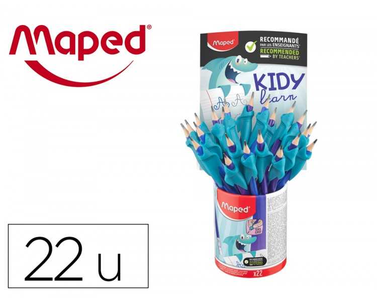 Lapices de grafito maped hb con goma borrar + adaptador ergonomico cubilete de 22 unidades