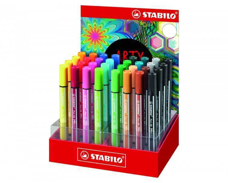 Rotulador stabilo acuarelable pen 68 max arty line expositor de 32 unidades colores surtidos