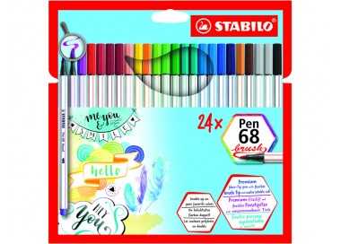 Rotulador stabilo acuarelable pen 68 brush punta pincel estuche de 24 unidades colores surtidos