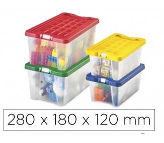 Caja multiusos faibo transparente con asas y tapa colores capacidad 4 l 280x180x120 mm