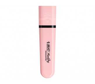 Rotulador bic flat fluorescente rosa pastel caja de 12 unidades